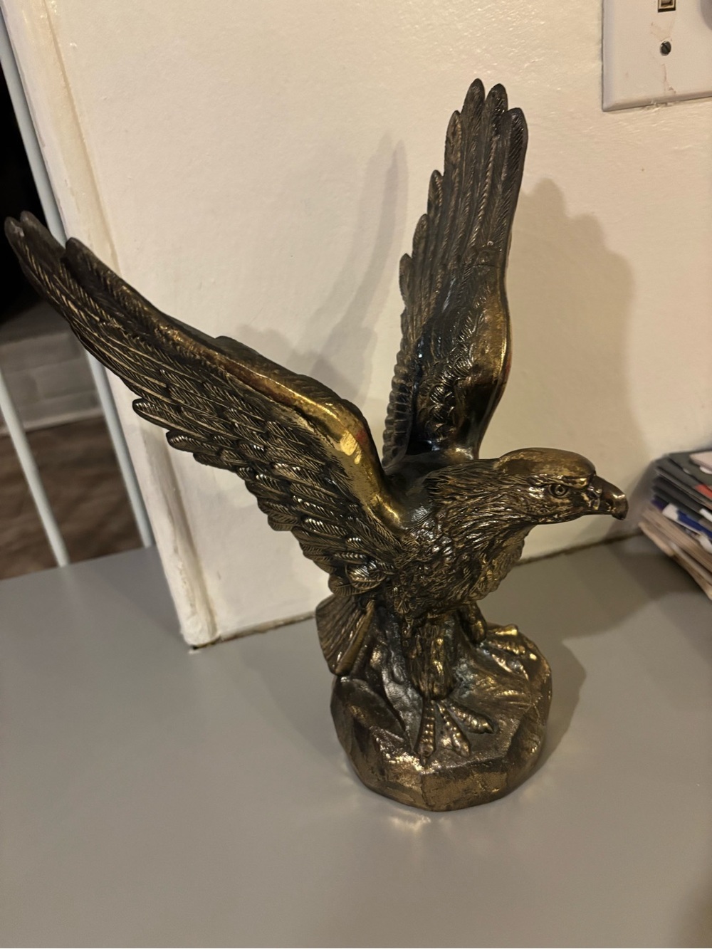 Vintage Solid Brass Bronze?Majestic Eagle Statue Figurine Heavy